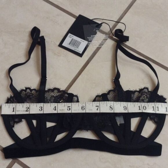 NWT Thistle and Spire SET Sidney Open Cup Bra 32DD Panties XL black - Picture 4 of 13